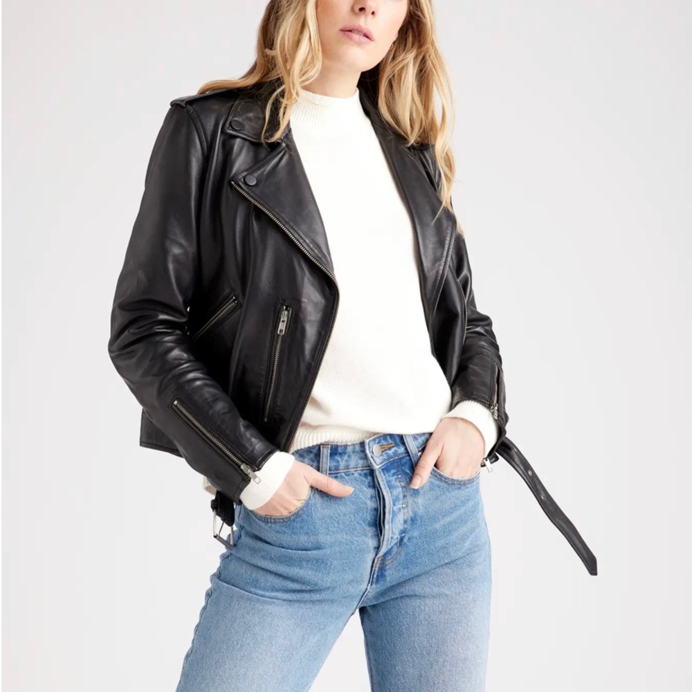 Quince 100% Leather Motorcycle Jacket XS